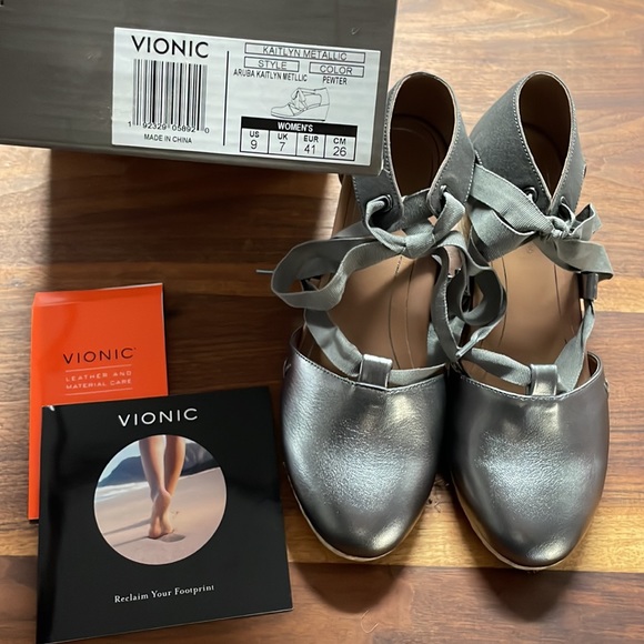 Vionic | Shoes | Vionic Aruba Kaitlyn Metallic Pewter Wedge Orthotic Sandal  | Poshmark